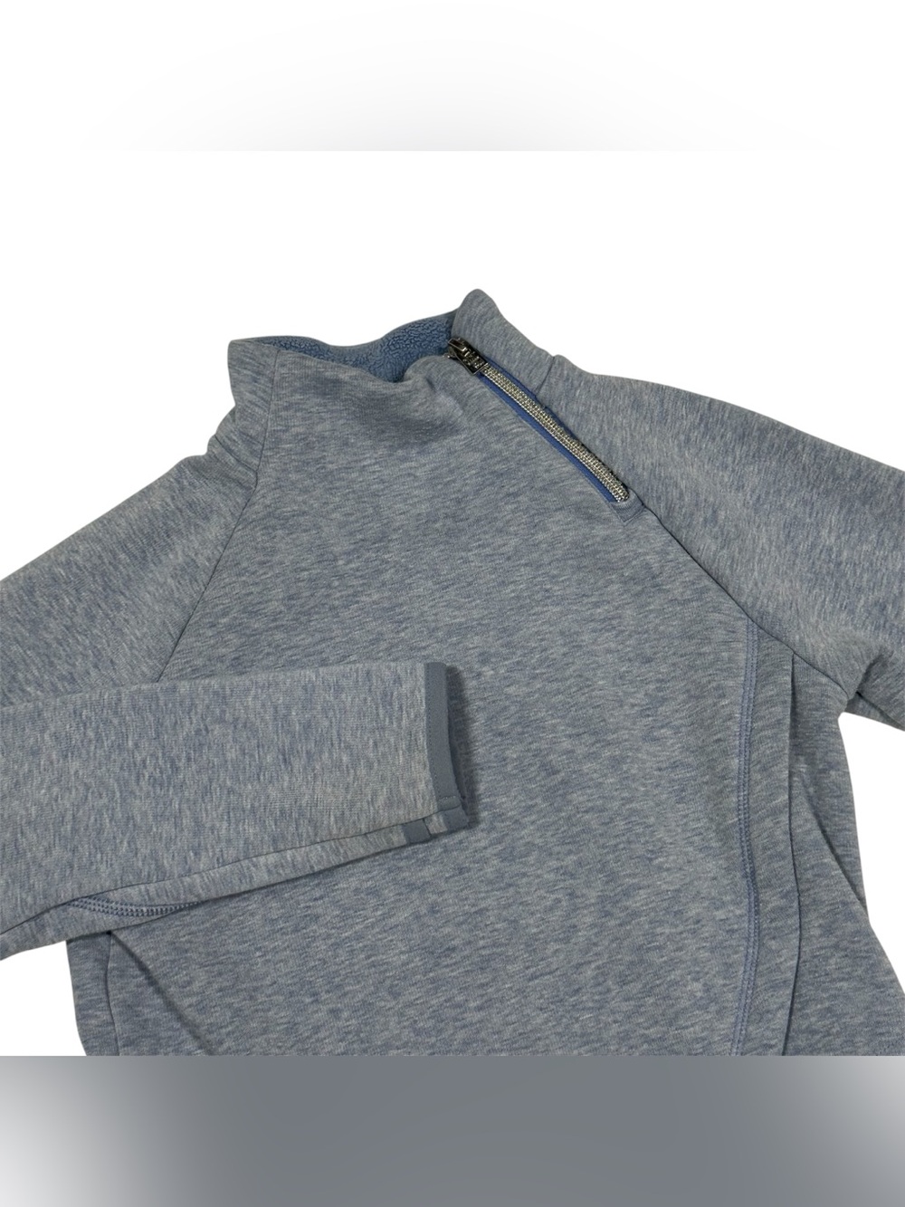 Athleta Girl Cozy Karma Wrap Pullover Sweatshirt Light Blue Fleece Zip M 8-10